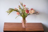 WinQ -Bouquet de champ - Bouquet de Fleurs artificielles en soie complète en rose / Pink/ mauve - Y compris vase en verre - Bouquet de cueillette de fleurs artificielles - Bouquet de champ complet avec vase en verre