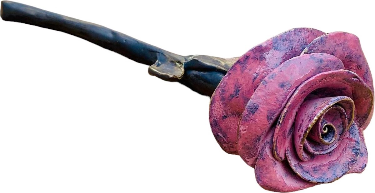 Roos - Keramiek - Keramische Roos - Verjaardag - Rozen - Relatiegeschenk - Cadeau - Roze - 25 cm