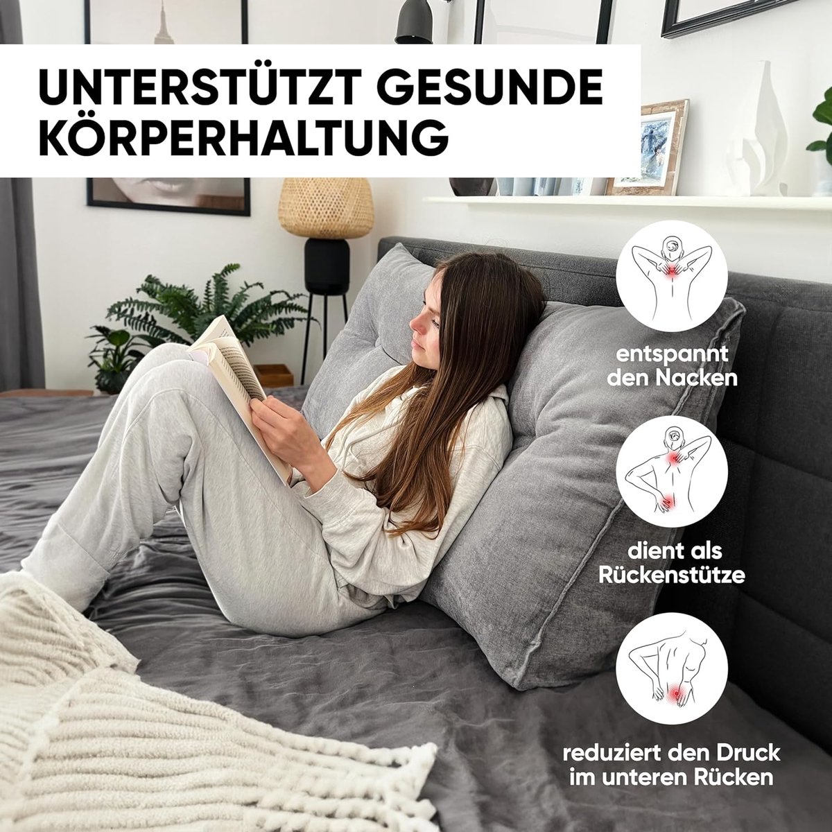 Gecheer Hoofdbord kussen, bedkussen, rugkussen, leeskussen voor bed en