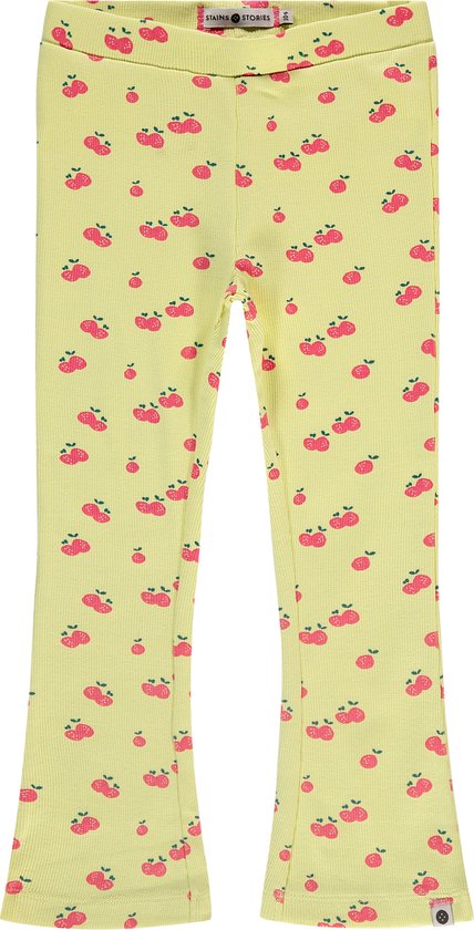 Stains and Stories girls rib pants flared Meisjes Broek - yellow - Maat 140