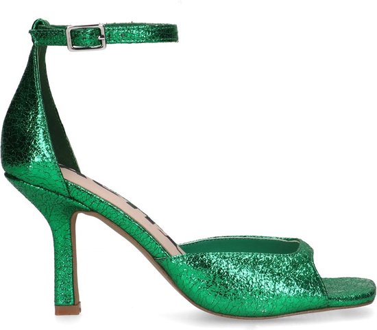 Sacha - Dames - Groene metallic sandalen met hak - Maat 40
