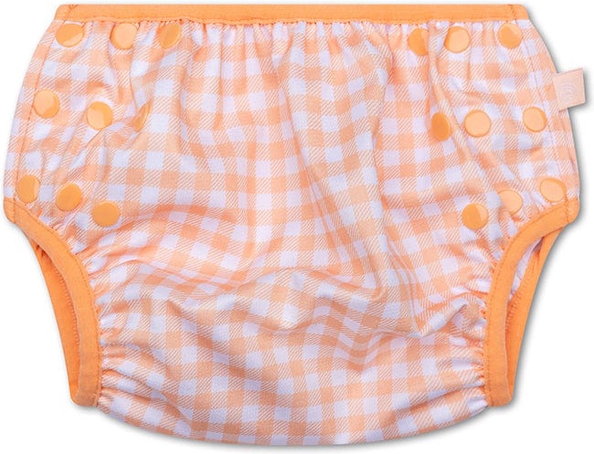Goedkoopste Swim Essentials | Oranje/Wit Geruit Wasbare Zwemluier