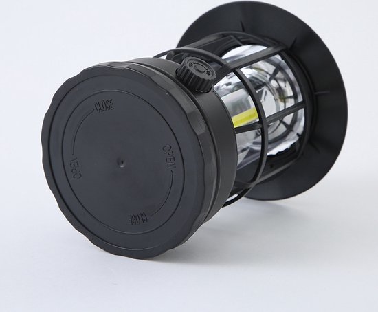 Multifunctionele Compacte Kampeerlamp met Powerbank - Duurzaam, Dimbaar & Waterdicht - USB/Zonne-Energie Opladen - Ideaal voor Outdoor & Tuin-zwart — afbeelding 3