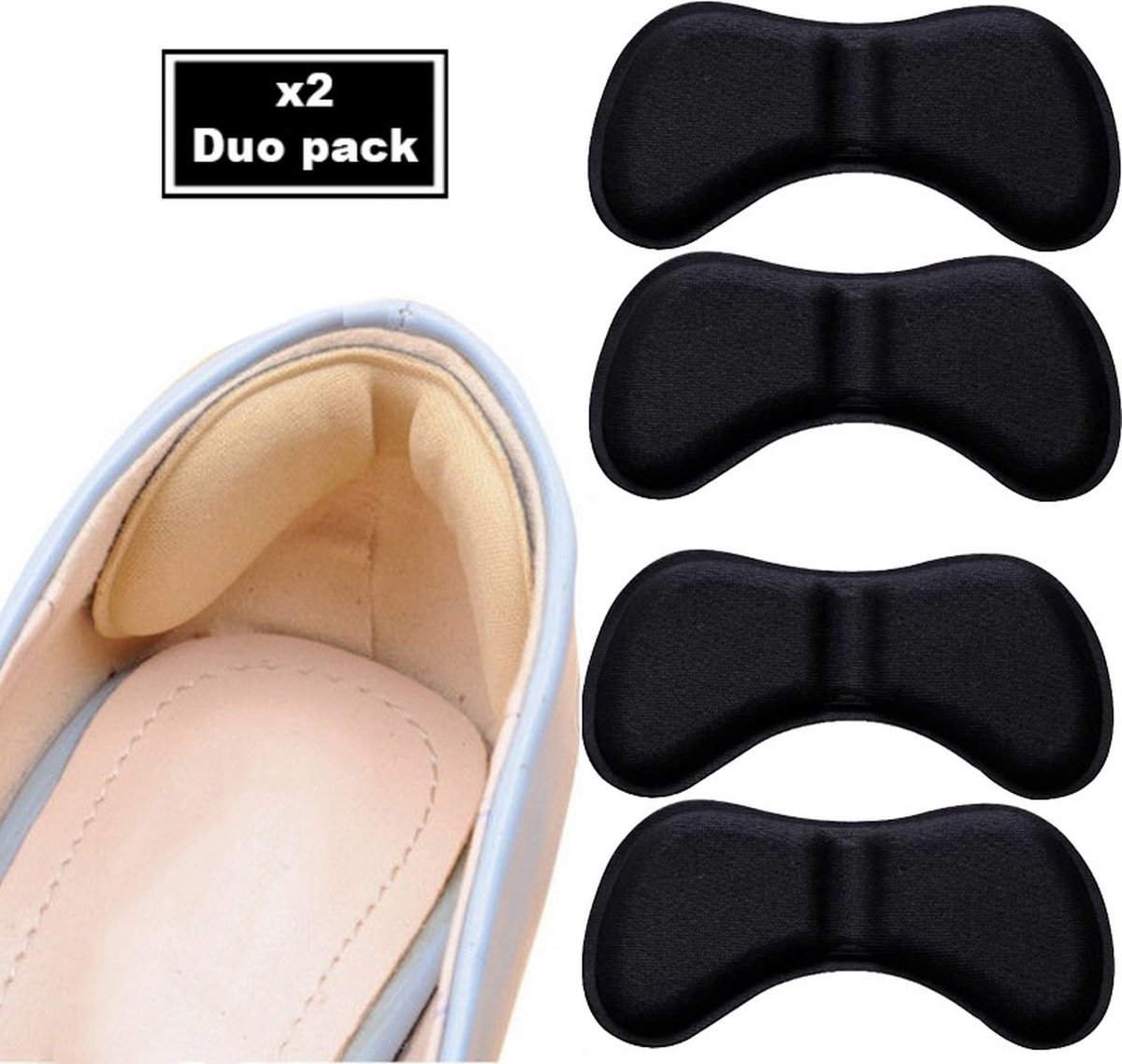 Hypify® | Premium Hielzooltjes | Type 1 | DUOPACK | Anti-slip | Schoenmaat Universeel | Kleur zwart | Hielkussentjes | Hielzolen | Hielbeschermers