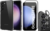 Hoesje geschikt voor Samsung Galaxy S23 FE - Screenprotector Volledig Dekkend Glas & Camera Protector - Shockproof Transparant
