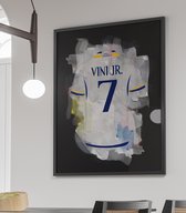Wallofprints - Canvas voetbalposters - Vinicius Junior - Formaat 60x90 cm - Uniek canvas van Vini Jr in het Real Madrid tenue