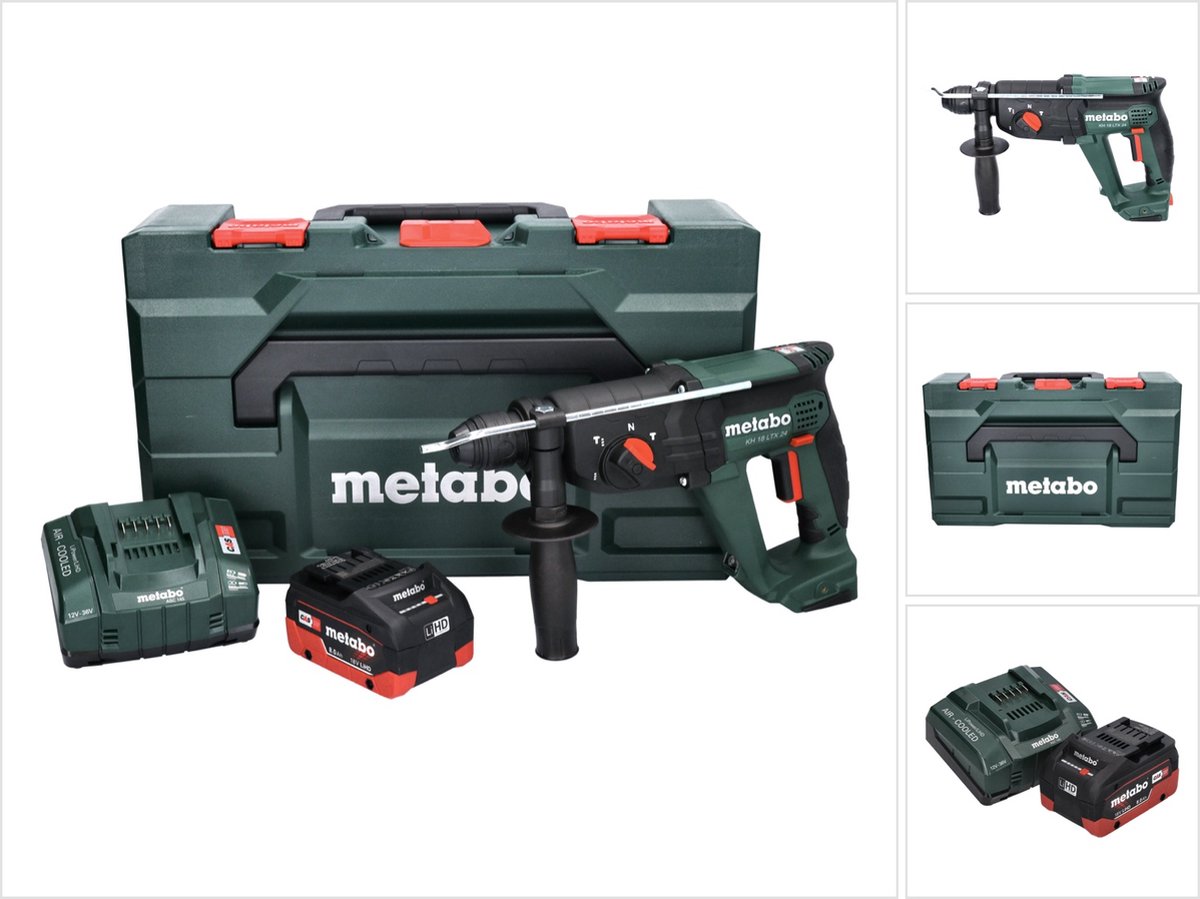 Metabo KH 18 LTX 24 accu combihamer 18 V 2.1 J SDS plus + 1x accu 8.0 Ah + lader + metaBOX