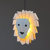Houten hanglamp kinderkamer | Leeuw - blank | Plafondlamp safari | toddie.nl