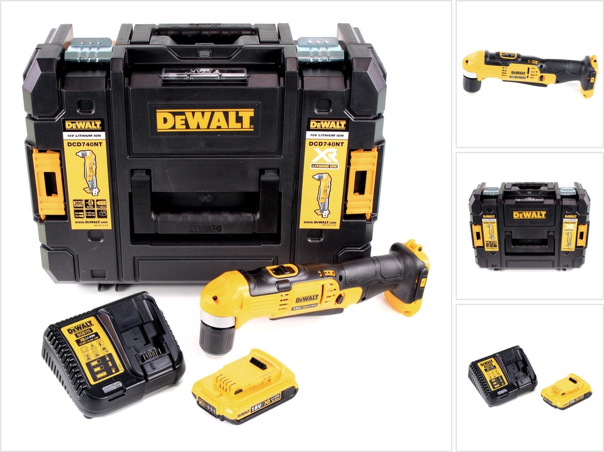 Dewalt DCD 740 D1 accu-haakse boormachine 18V 33Nm + 1x accu 2,0Ah + snellader + TSTAK
