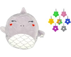 Happy shop Store - Squish Kussen Knuffel Vis/Walvis Paars visgraat - Super Soft + Fidget Spinner Pop it Ster - duo voordeel - cadeau gift set - Premium Quality - Fidget 2024 en Knuffel Kawaii In 1 set