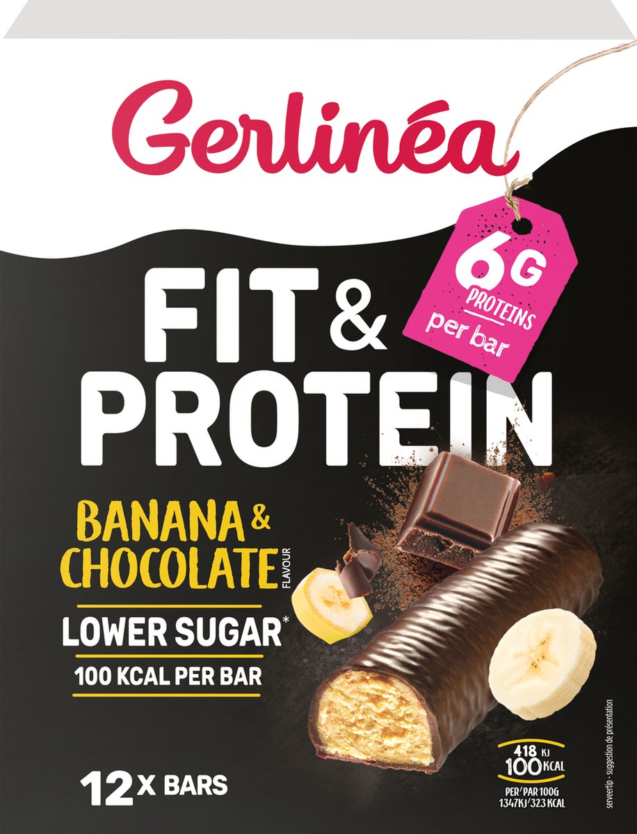 Goedkoopste Gerlinea Mijn Pauze Carb Reduced Maaltijdrepen - Banaan Chocolade - 12 stuks