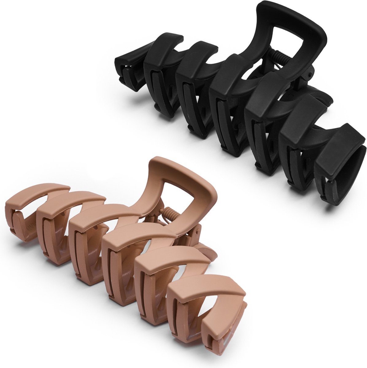 Lajetti - 2 stuks Zigzag Haarklem Dames Zwart en Bruin - Grote Hairclips