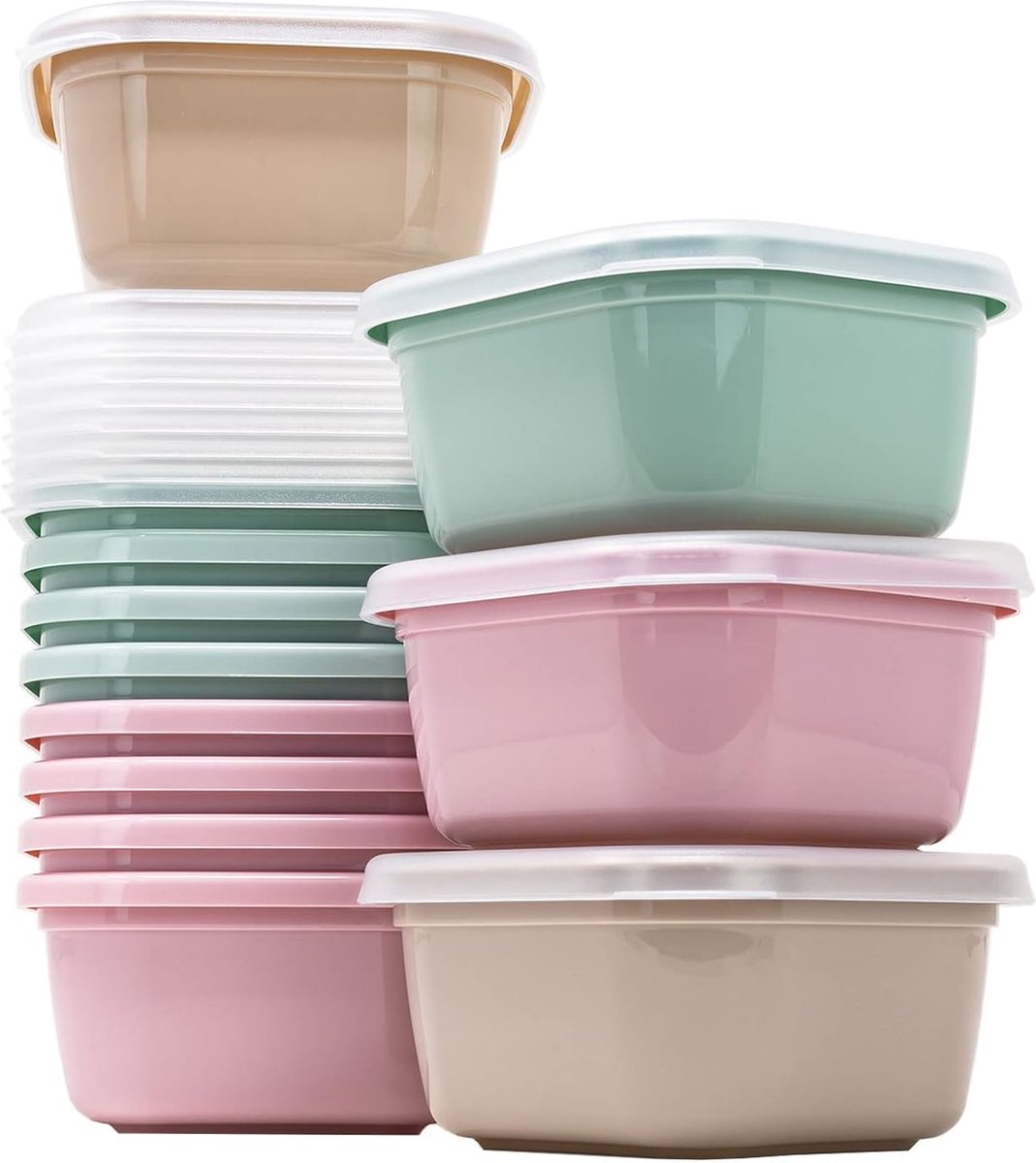 Set van 12 voedselcontainers van kunststof, 300 ml, voor babyvoeding, BPA-vrij, magnetron- en vaatwasmachinebestendig, diepvriezer, container met deksel