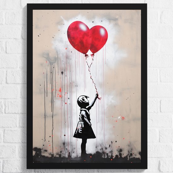 Street Art Banksy Little Girl With Balloons Poster - Graffiti Art Poster - Posters Geschikt om in te lijsten - 43,2 x 61 cm (A2+)