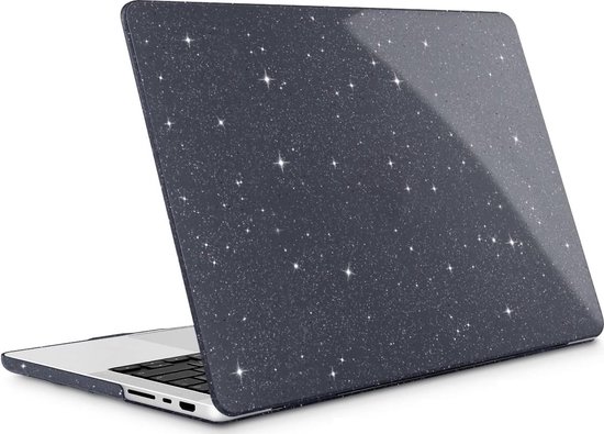 Coque rigide bleu foncé pour MacBook Pro 14 pouces à paillettes et étoiles