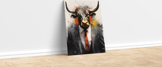 Stier Met Pak Poster - Realistic Graffiti Art Poster Stier - Posters Geschikt om in te lijsten - 43,2 x 61 cm (A2+)