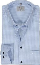 MARVELIS comfort fit overhemd - popeline - lichtblauw met wit geruit - Strijkvrij - Boordmaat: 41