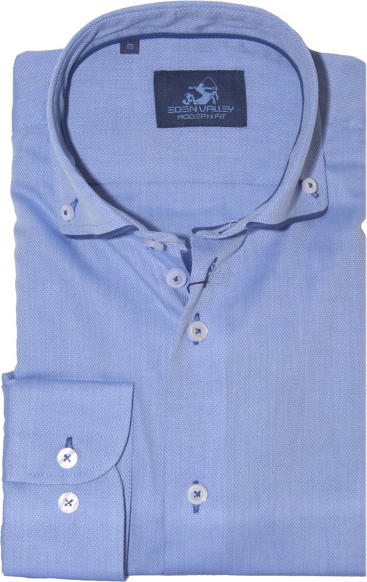 Overhemd van een linnenmix, lange mouwen, button-down kraag, modern fit