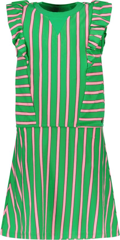 Like Flo F402-5860 Meisjes Jurk - Green stripe - Maat 164