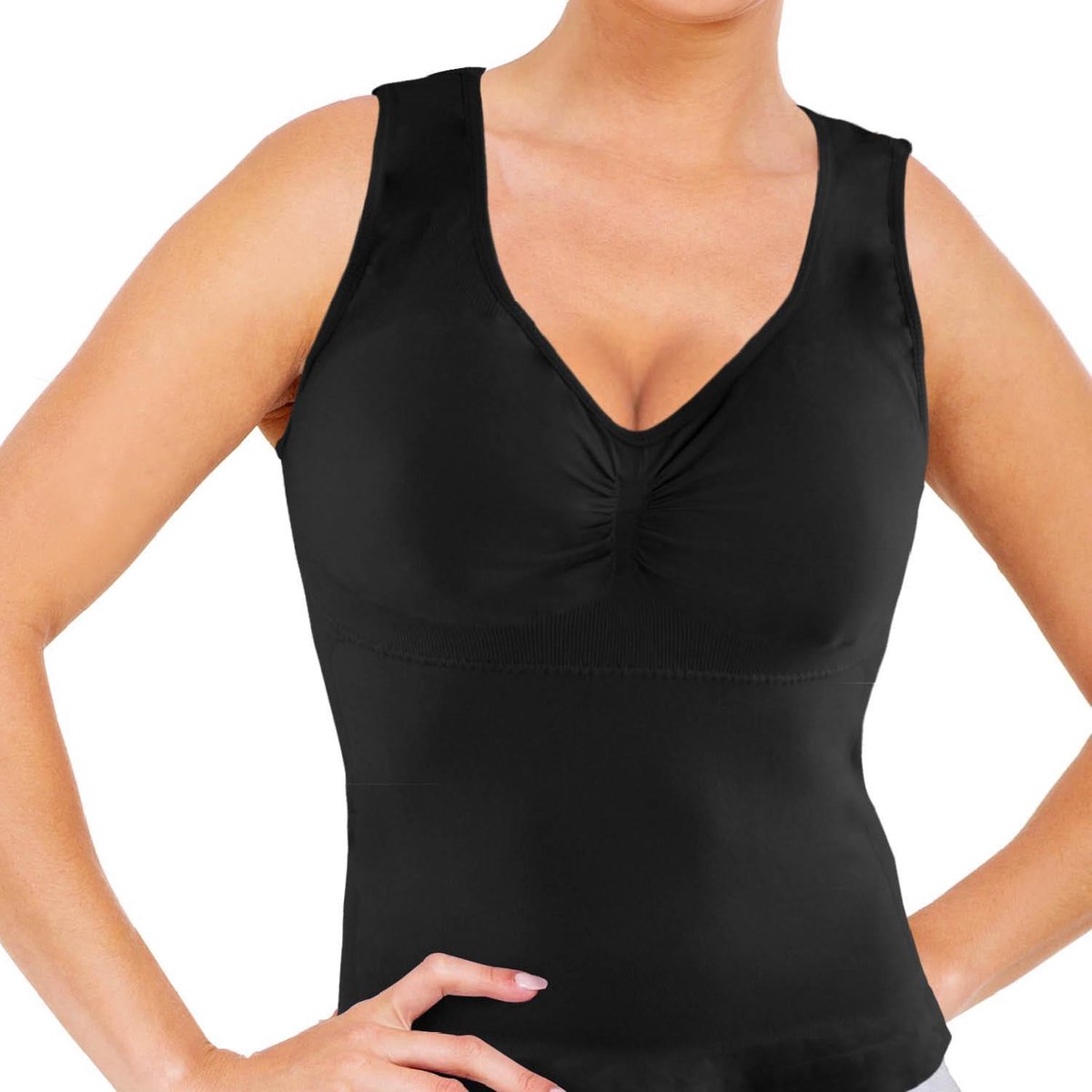 Figuur corrigerend shirt - shapewear hemd dames - top slankt af en ondersteunt - zwart l bol.com