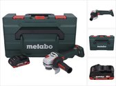 Metabo WB 18 LT BL 11-125 Quick accu haakse slijper 18 V 125 mm borstelloos + 1x accu 4.0 Ah + metaBOX - zonder lader