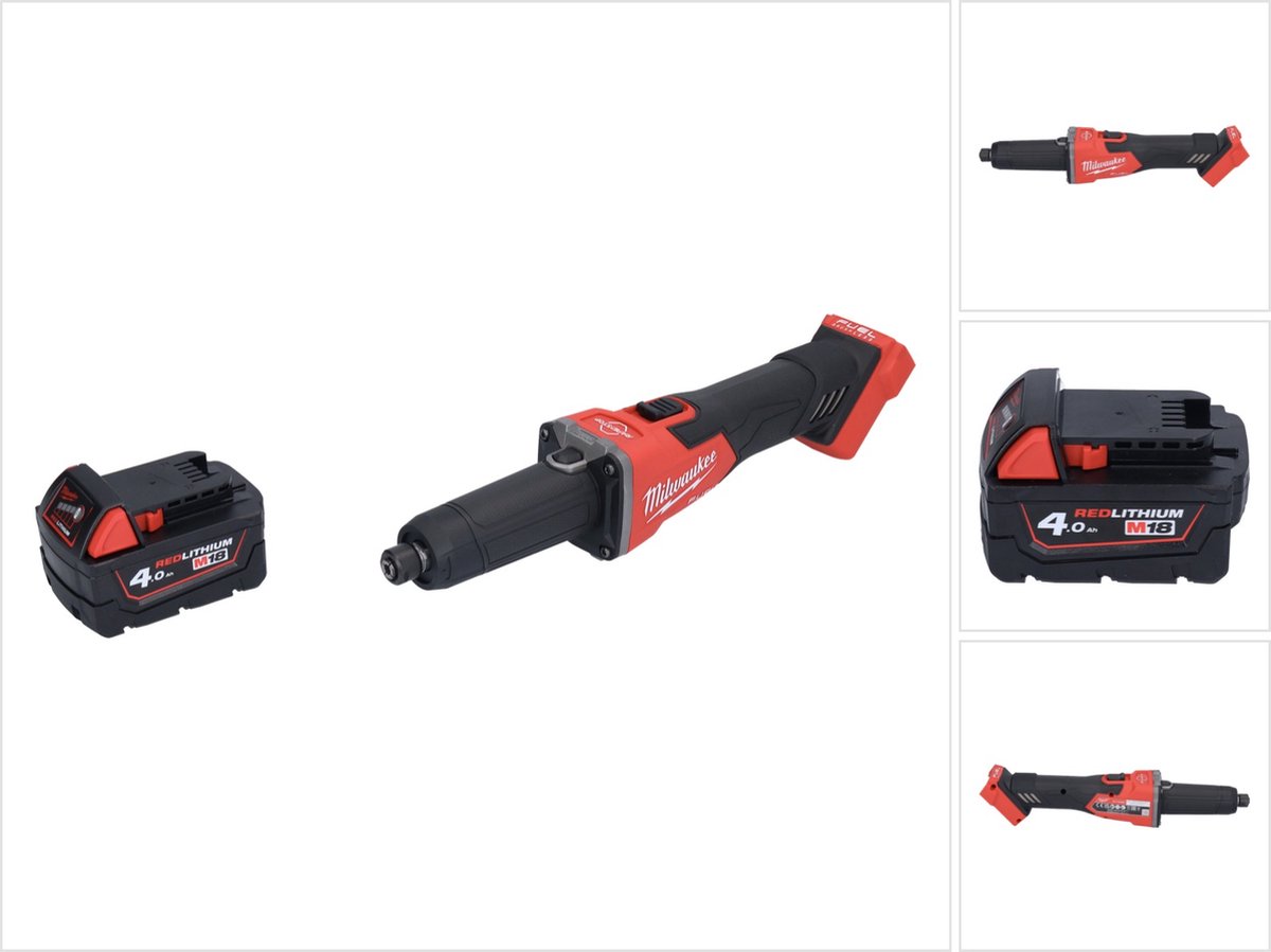 Milwaukee M18 FDGRB-401 Snoerloze rechte slijpmachine 18 V 50 mm borstelloos + 1x oplaadbare batterij 4.0 Ah zonder lader