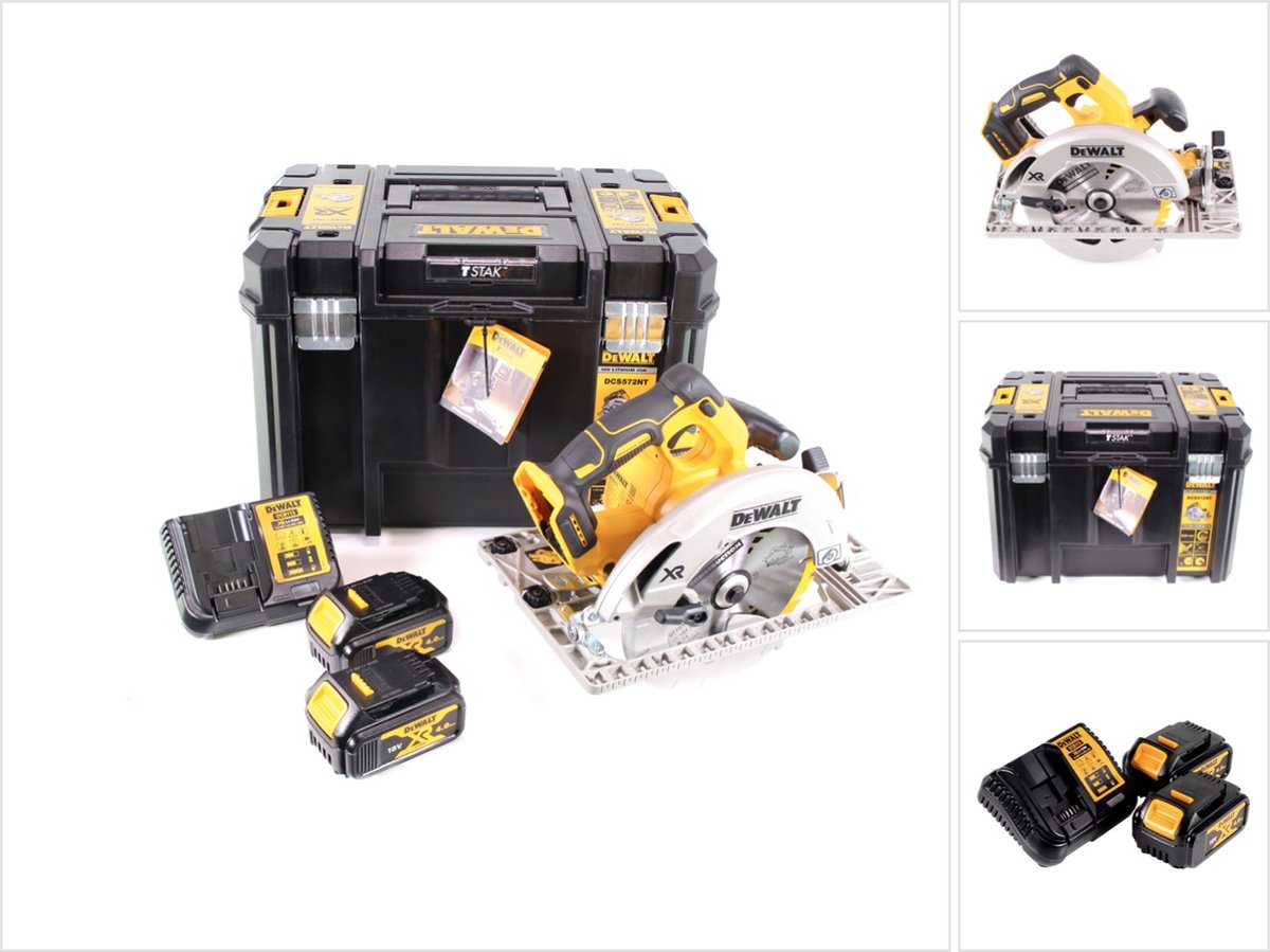 DeWalt DCS 572 M2 accu-handcirkelzaag 18 V 184 x 16 mm + 2x accu 4,0 Ah + oplader + T-STAK