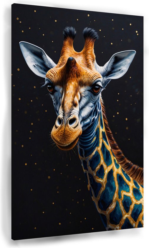 Portret giraffe - Kantoor canvas schilderijen - Canvas schilderij giraffe - Muurdecoratie modern - Canvas - Slaapkamer wanddecoratie - 40 x 60 cm 18mm