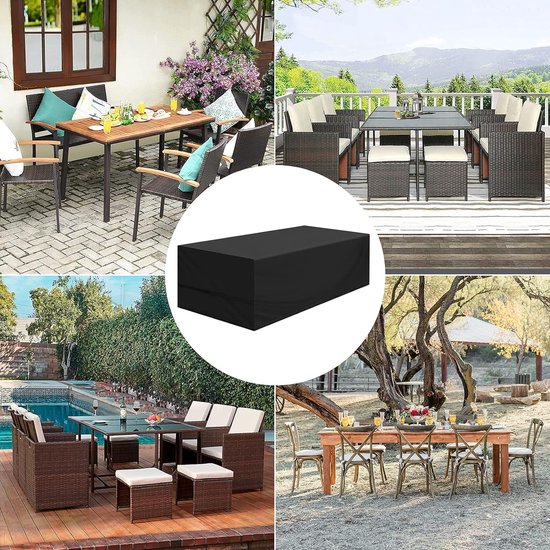 HNKDKJ Waterdichte tuinmeubelhoes van 155 x 80 x 80 cm / L x B x H zwaar belastbare 420D Oxford-stof terrastafelhoezen voor buiten, waterdicht stofdicht, anti-UV rotan meubelhoezen voor buiten en