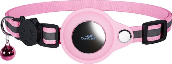 CuraCanin - Kattenhalsband - Geschikt voor Apple Airtag - Roze - Reflecterend - Verstelbaar - GPS Tracker - Kattenriem
