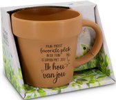 Mug - Je t'aime - Pot de fleurs - Chocolats - Emballage cadeau