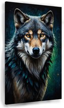 Wolf - Slaapkamer schilderijen canvas - Schilderijen dieren - Muurdecoratie klassiek - Canvas keuken - Wanddecoratie slaapkamer - 50 x 70 cm 18mm