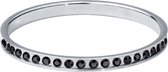 Quiges Stapelring Ring - Vulring Zwart Zirkonia - Dames - RVS zilverkleurig - Maat 20 - Hoogte 2mm