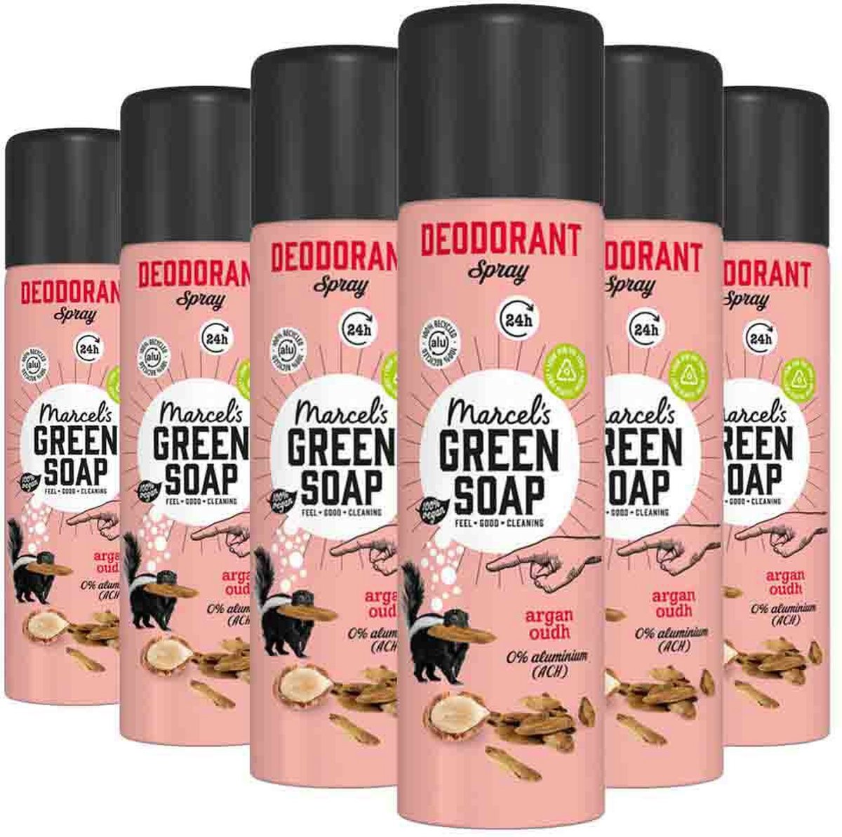 6x Marcel's Green Soap Deodorant Spray Argan & Oudh 150 ml