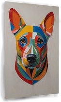 Hond kleurrijk - Hond schilderijen canvas - Schilderijen kleurrijk - Wanddecoratie klassiek - Schilderijen canvas - Slaapkamer accessoires - 75 x 100 cm 18mm