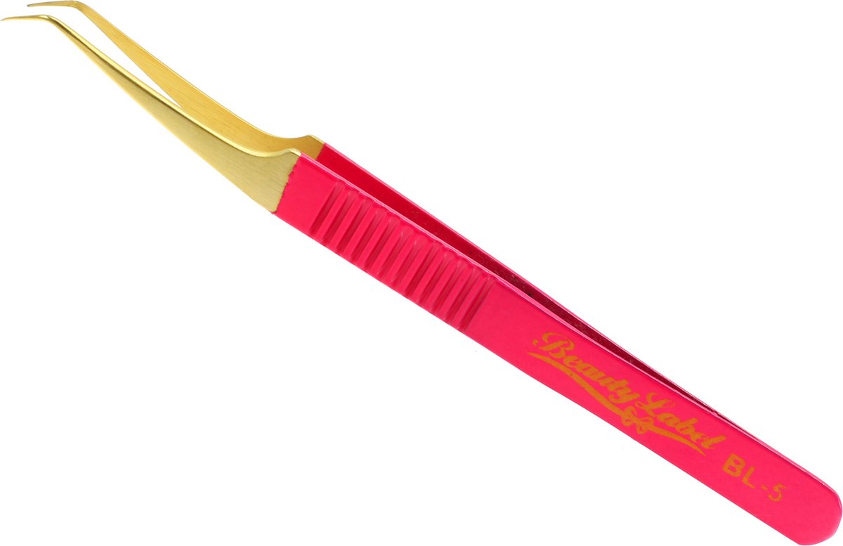 Goedkoopste Beauty Label Pincet- Curved Tweezer -BL-5 - Roze/Goud