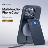 Dux Ducis Rafi II Mag geschikt voor Apple iPhone 14 Pro Max Blue geschikt voor MagSafe en pasjes houder RFID