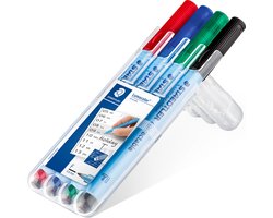 foto van STAEDTLER Lumocolor correctable niet permanente en droog afveegbare marker – fijn - box 4 kleuren