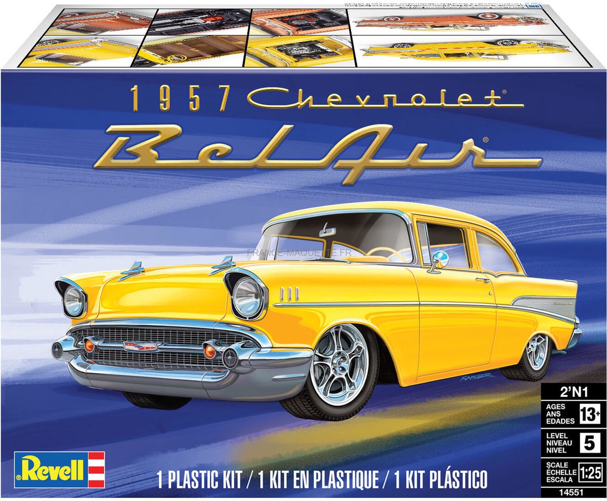 Revell 1:25 14551 1957 Chevy Bel Air Two Door Sedan Amerikaanse Auto Plastic Modelbouwpakket