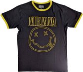 Nirvana - Outline Happy Face Heren T-shirt - XL - Zwart