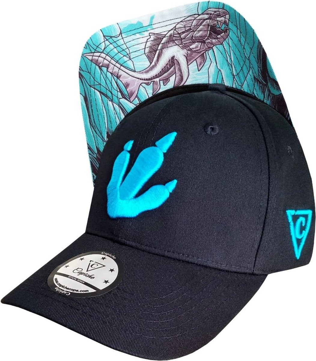 Capiche® Baseball Pet Heren – Dunkleosteus – Zwart – Verstelbaar met Druksluiting – Sportcap – Curved Cap – Mannen Petten – Dino Pet