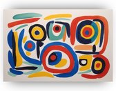 Abstract Karel Appel stijl - Waterverf schilderij op canvas - Canvas schilderij abstract - Woonkamer decoratie industrieel - Schilderij op canvas - Woonaccessoires - 150 x 100 cm 18mm
