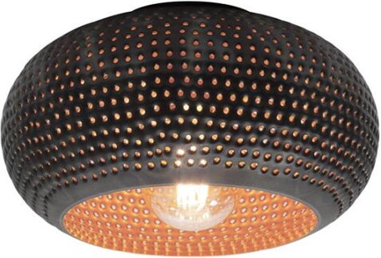 Plafondlamp Disk punch Ø35 cm - Zwart bruin