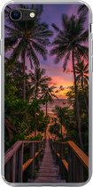 Geschikt voor iPhone 8 hoesje - Zonsondergang - Palmbomen - Strand - Siliconen Telefoonhoesje
