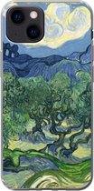 Geschikt voor iPhone 13 mini hoesje - De olijfbomen - Vincent van Gogh - Siliconen Telefoonhoesje