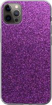 Geschikt voor iPhone 12 Pro Max hoesje - Glitter - Roze - Design - Abstract - Siliconen Telefoonhoesje