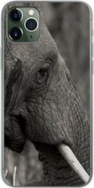 Coque iPhone 11 Pro Max - Éléphant Zwart et blanc - Coque en Siliconen pour téléphone