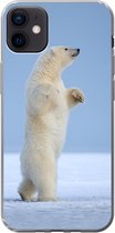 Geschikt voor iPhone 12 mini hoesje - IJsbeer - Grappig - Sneeuw - Kinderen - Jongens - Meisjes - Kind - Siliconen Telefoonhoesje