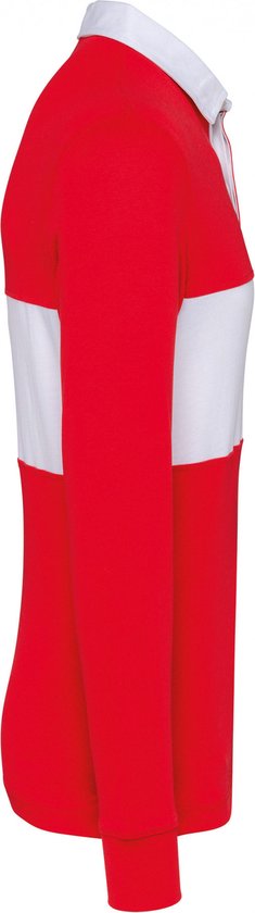 SportPolo Unisex M Proact Lange mouw Sporty Red / White 100% Katoen
