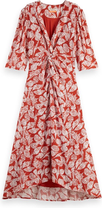 Scotch & Soda Midi wrap dress with knot detail Dames Jurk - Maat 36